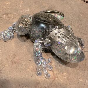 Silver and Clear Decorative Frog Figurine